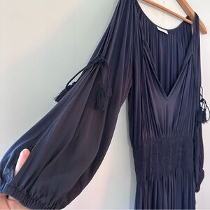 MICHAEL Michael Kors Navy Boho Midi Dress Cover Up - Twisted Rope Tassels Size S